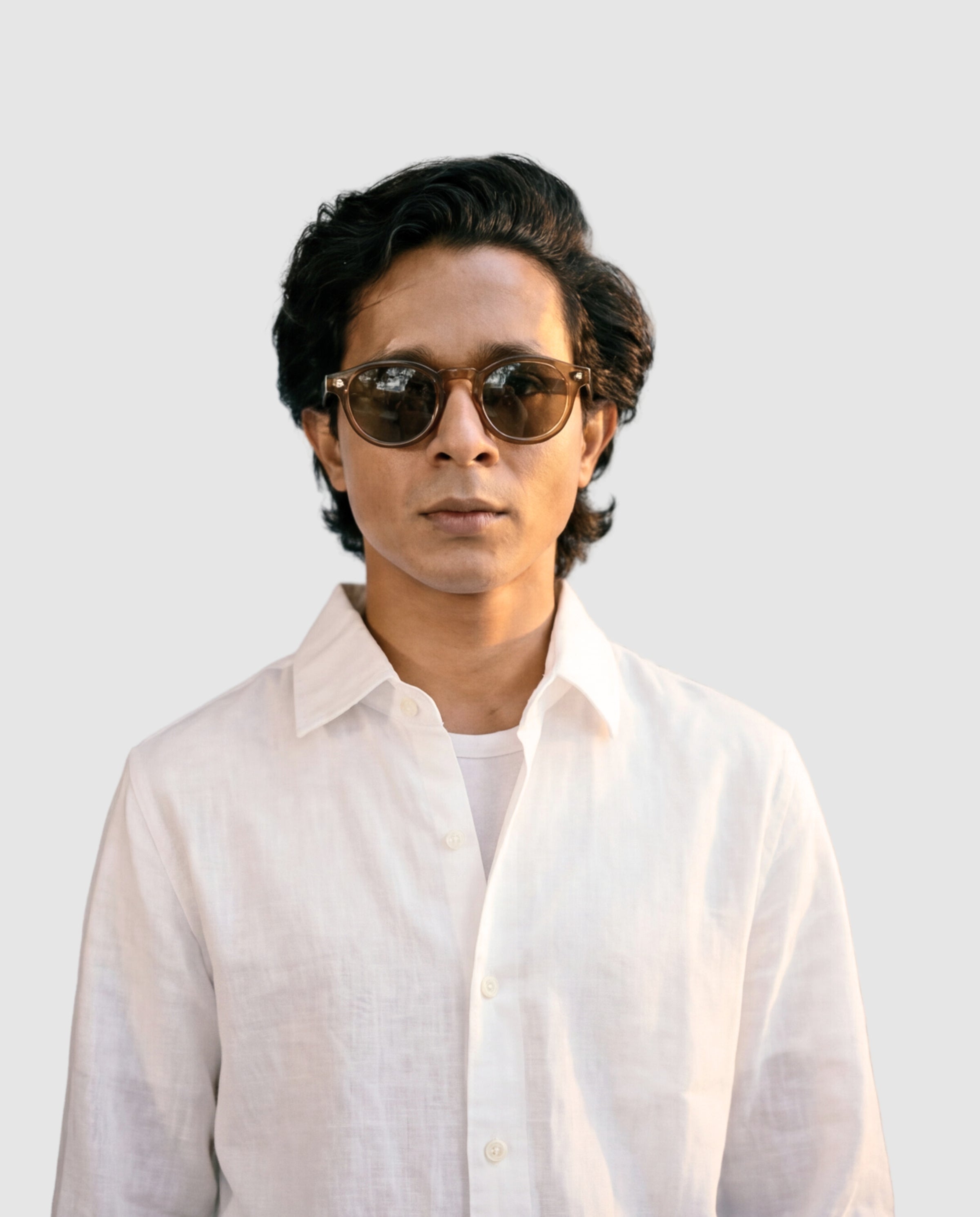 White Linen Shirt with European Collar