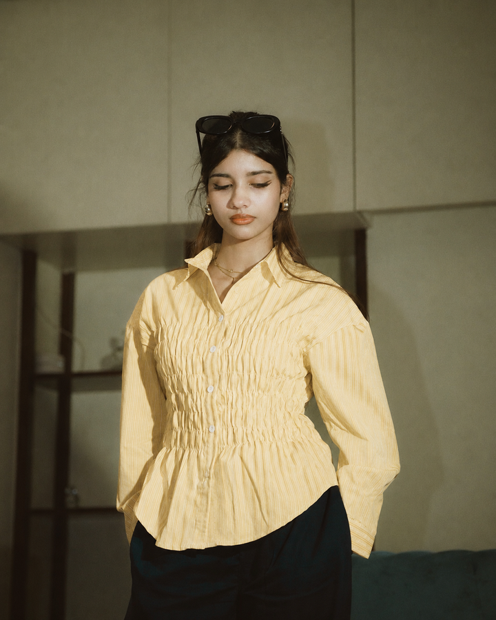 Women’s Fitted Striped Yellow Shirt