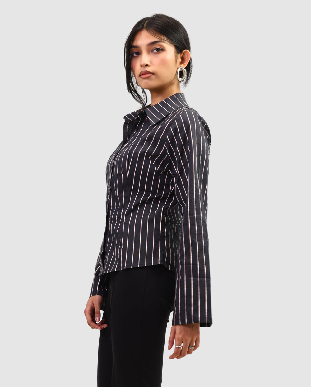 The Riviera Fitted Shirt - Dark Striped Shirt