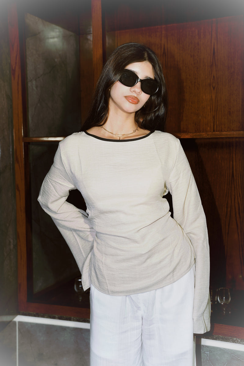 Women’s Flared Sleeve Top - Beige