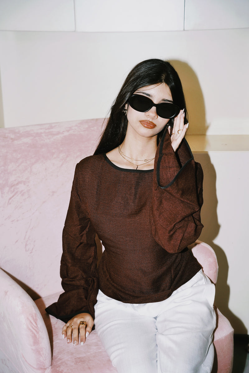 Women’s Flared Sleeve Top - Maroon
