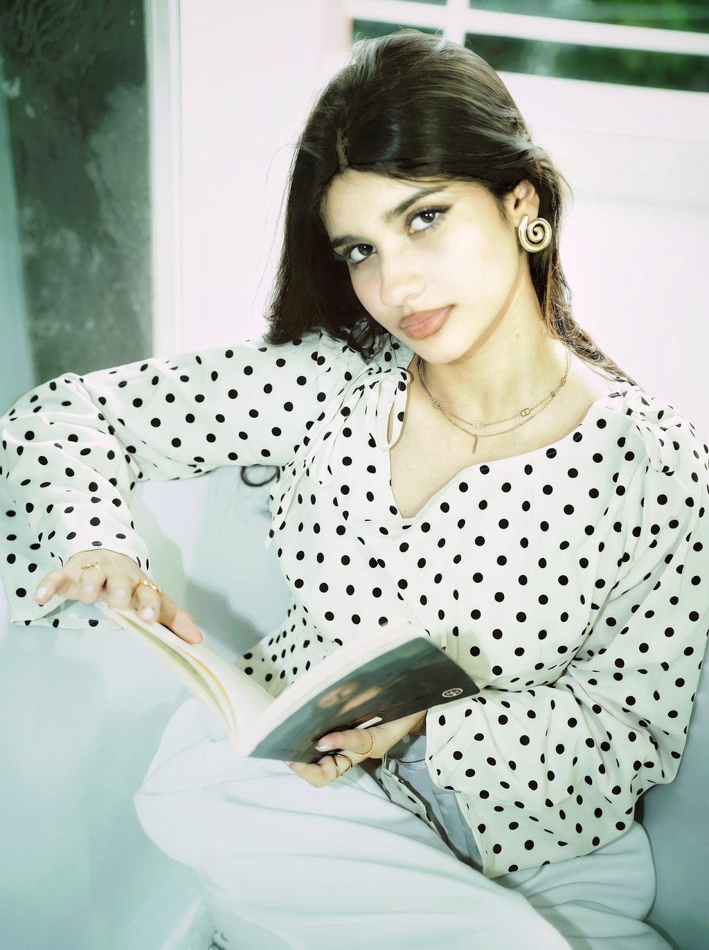 Women’s Polka Dot Top - White