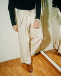 Unisex Prestige Pleated Pinstripe Pant - Beige