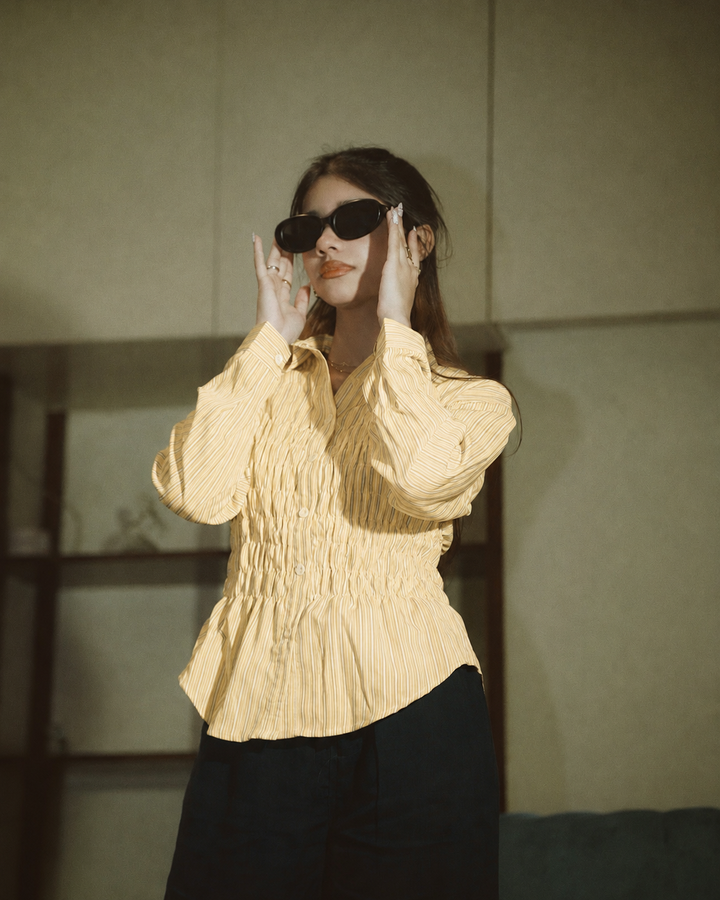 Women’s Fitted Striped Yellow Shirt