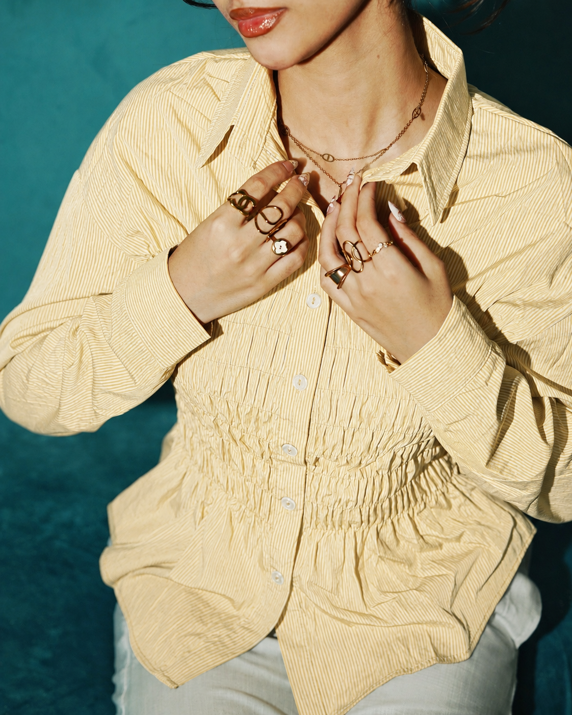 Women’s Fitted Striped Yellow Shirt