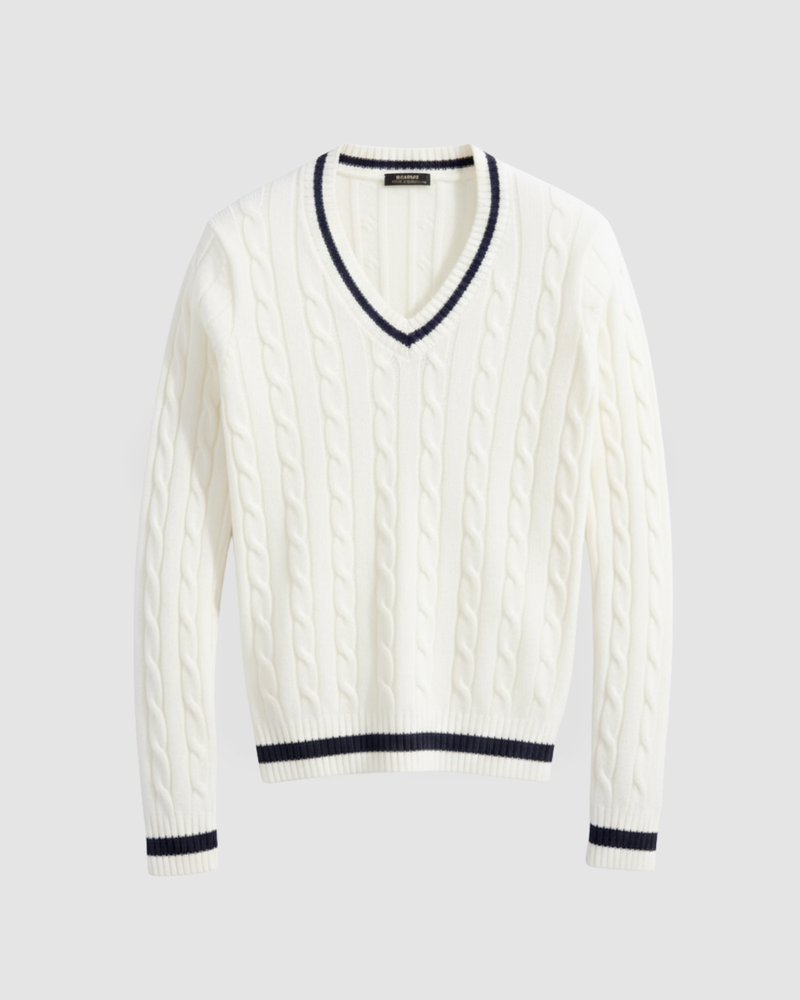 valeria v neck sweater white