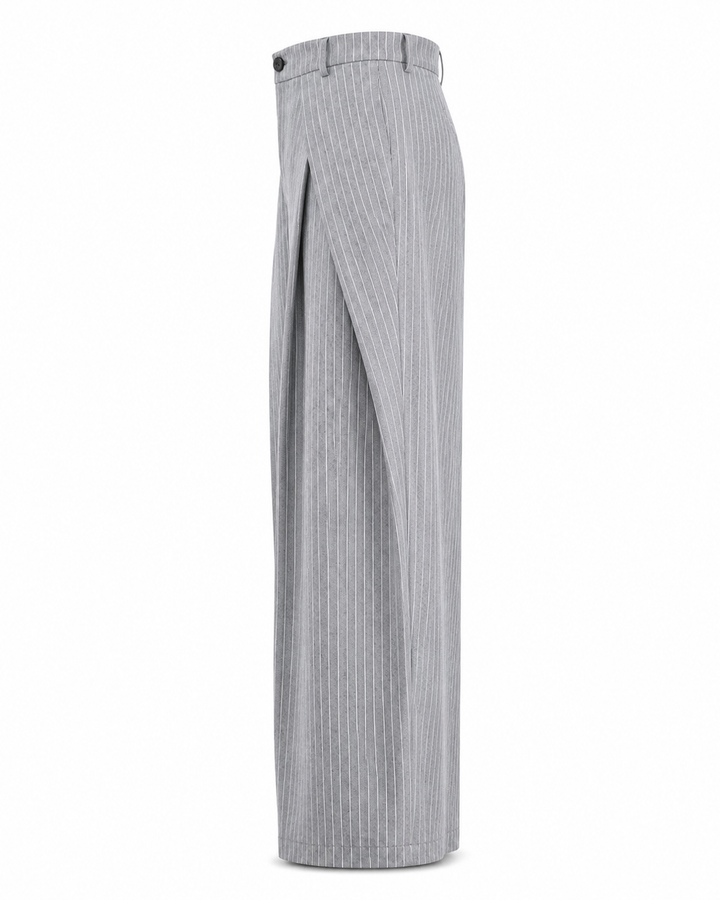 Unisex Prestige Pleated Pinstripe Pant - Striped Grey