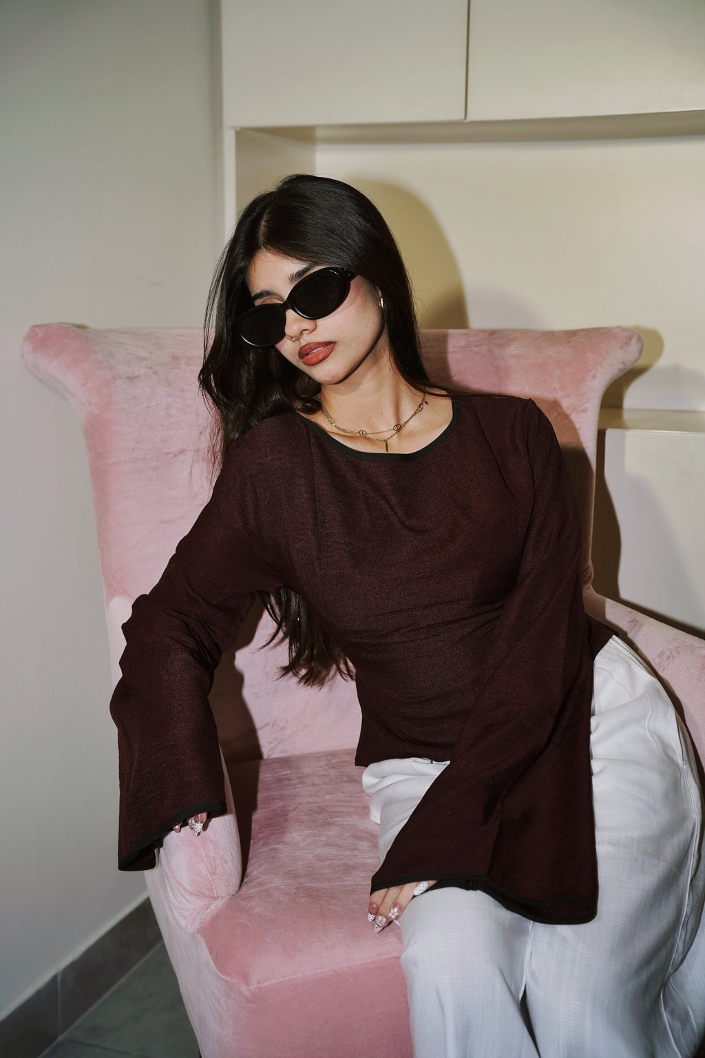 Women’s Flared Sleeve Top - Maroon