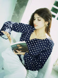 Women’s Polka Dot Top - Navy Blue