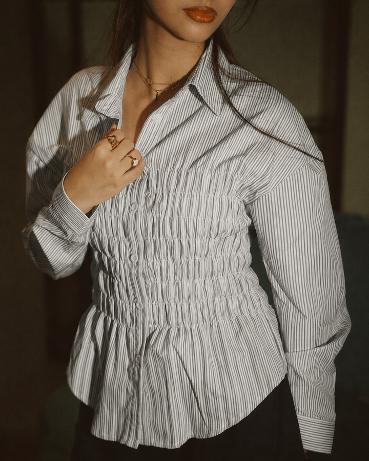 Women’s Fitted Striped Grey Shirt
