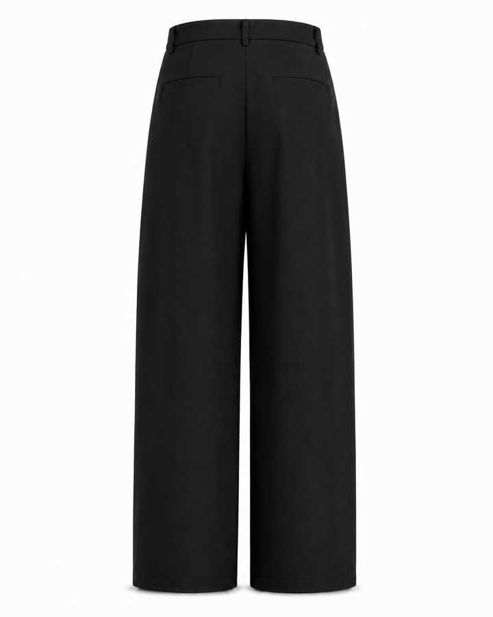 Unisex Prestige Pleated Pinstripe Pant - Black
