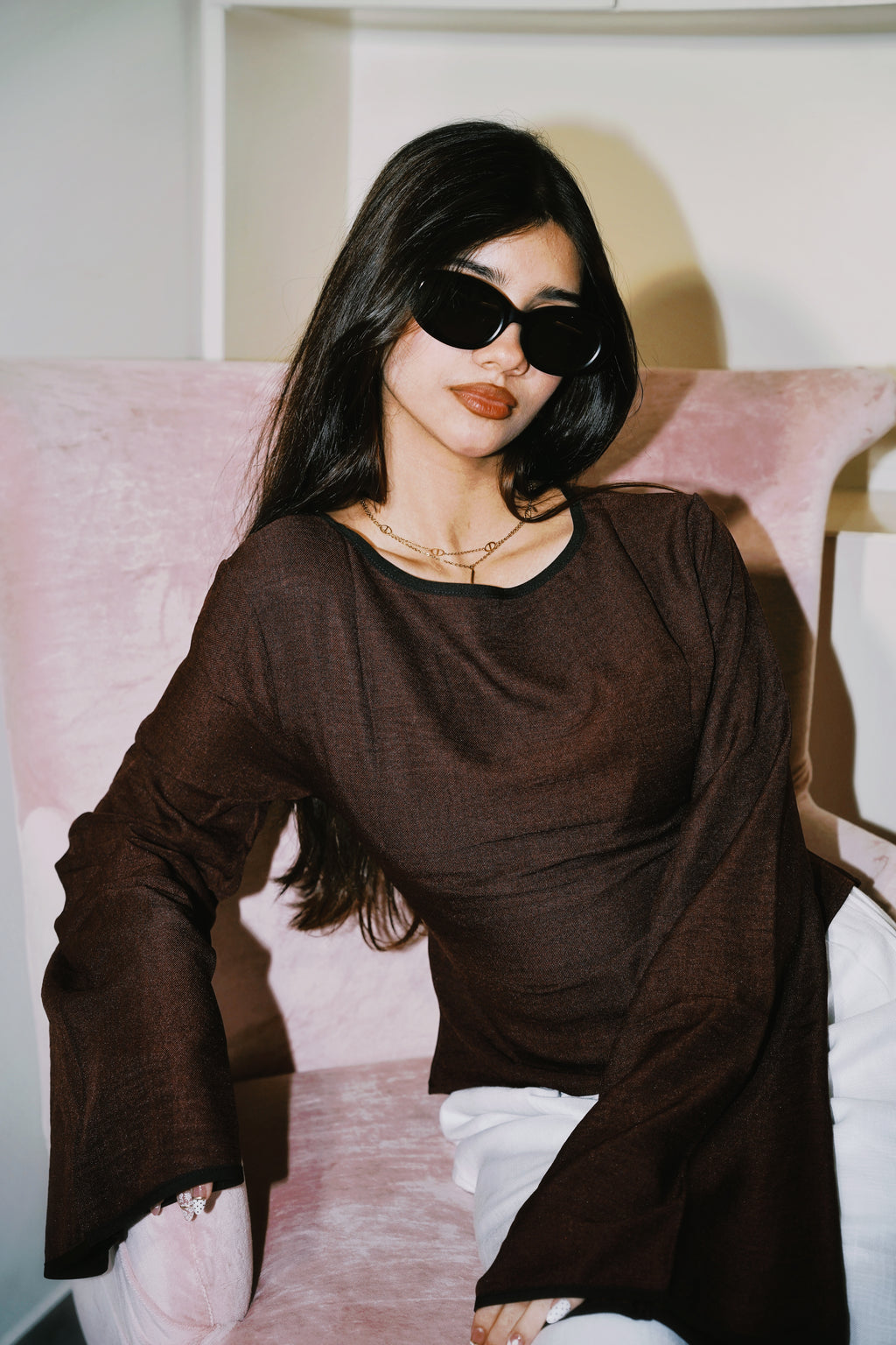 Women’s Flared Sleeve Top - Maroon