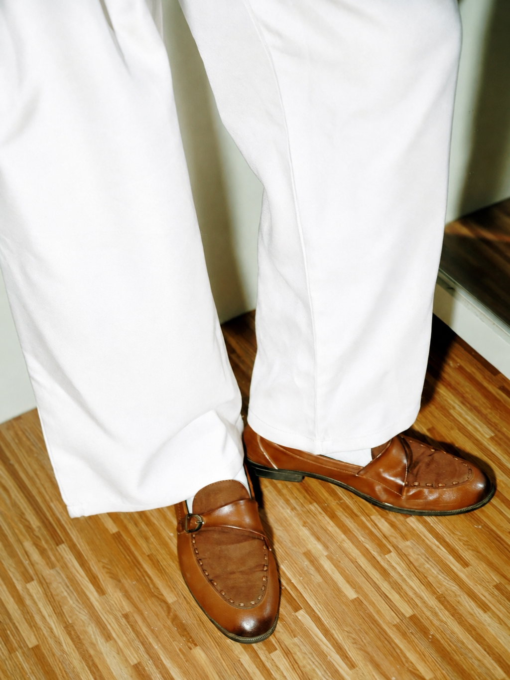 Unisex Prestige Pleated Pinstripe Pant - White