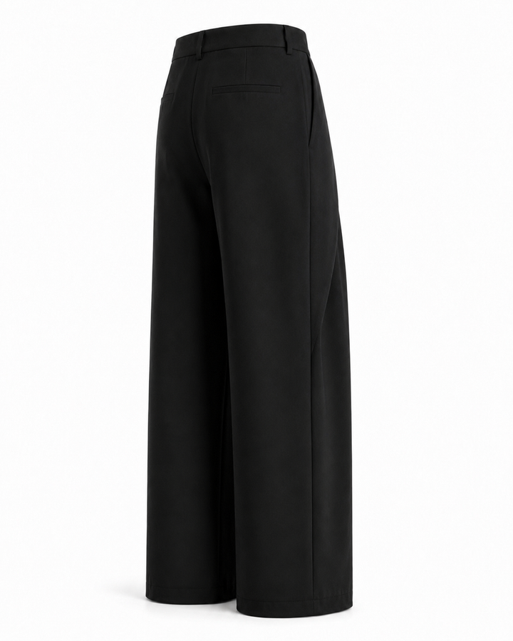 Unisex Prestige Pleated Pinstripe Pant - Black