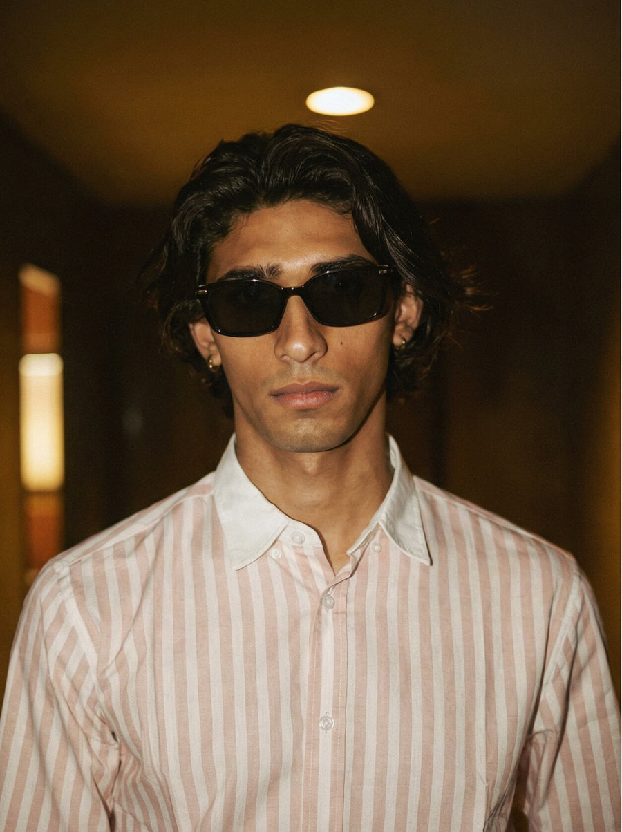 Striped Pink Contrast Collar Shirt - Image 2