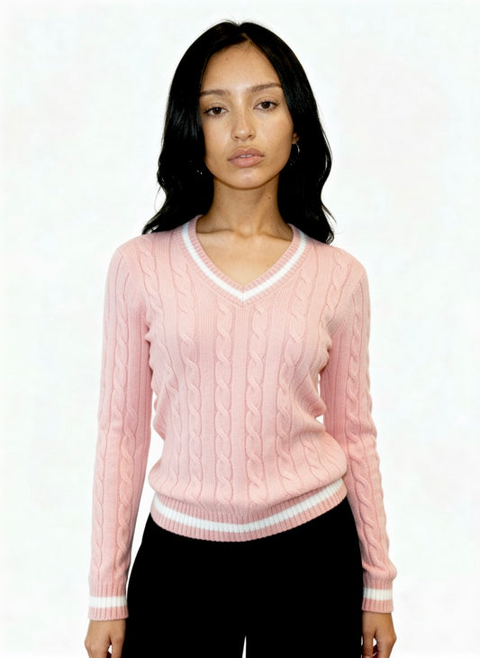 Valeria Women's V-Neck Sweater - Pink