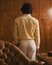 Striped Yellow Contrast Collar Shirt