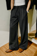 Unisex Wide-Legged Linen Pants - Black