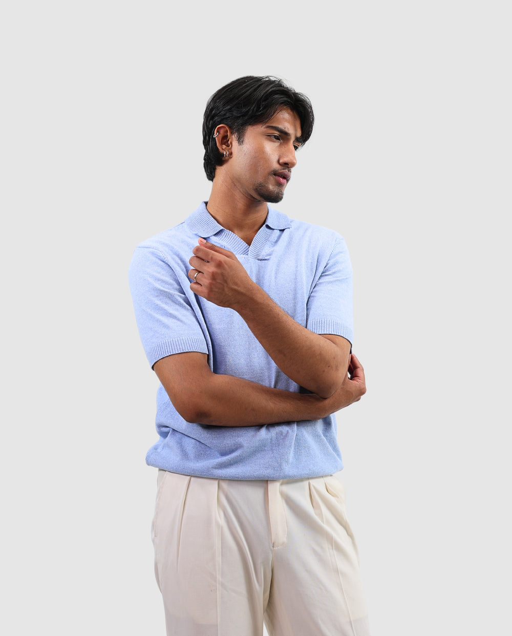 Premium Knit Polo - Light Blue