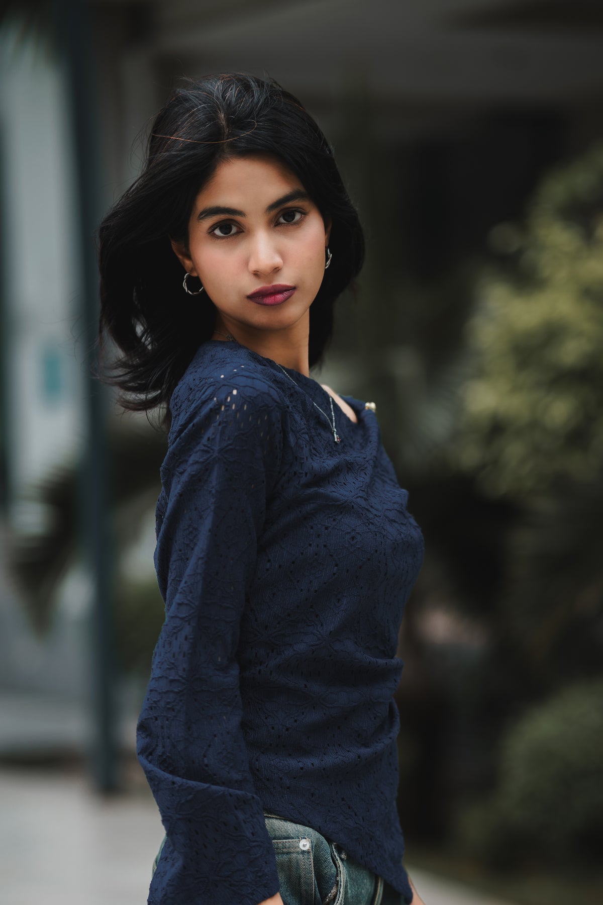 Women’s Asymmetrical Top - Navy Blue