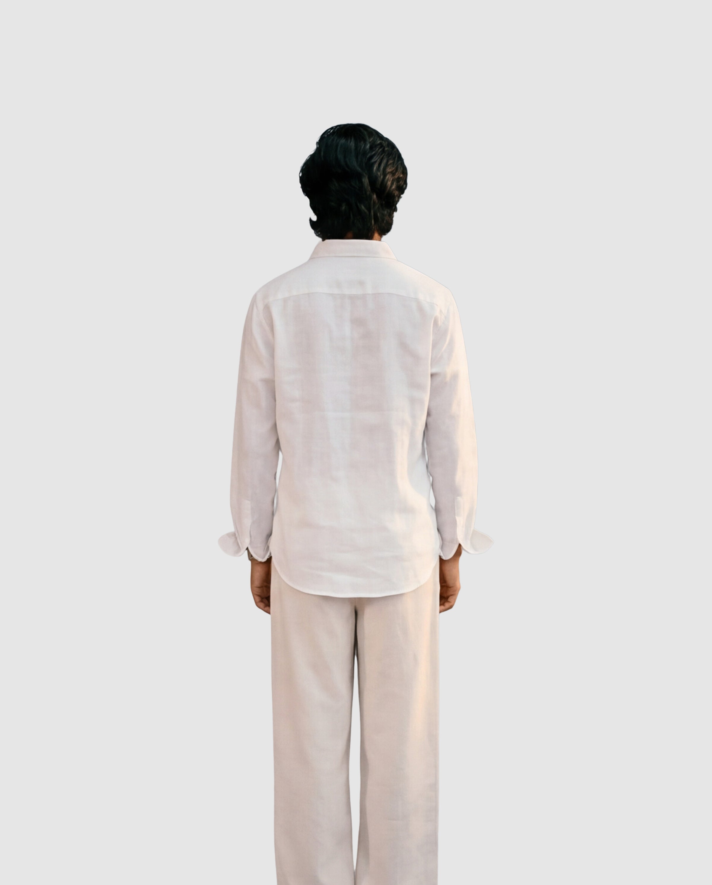 White Linen Shirt with European Collar
