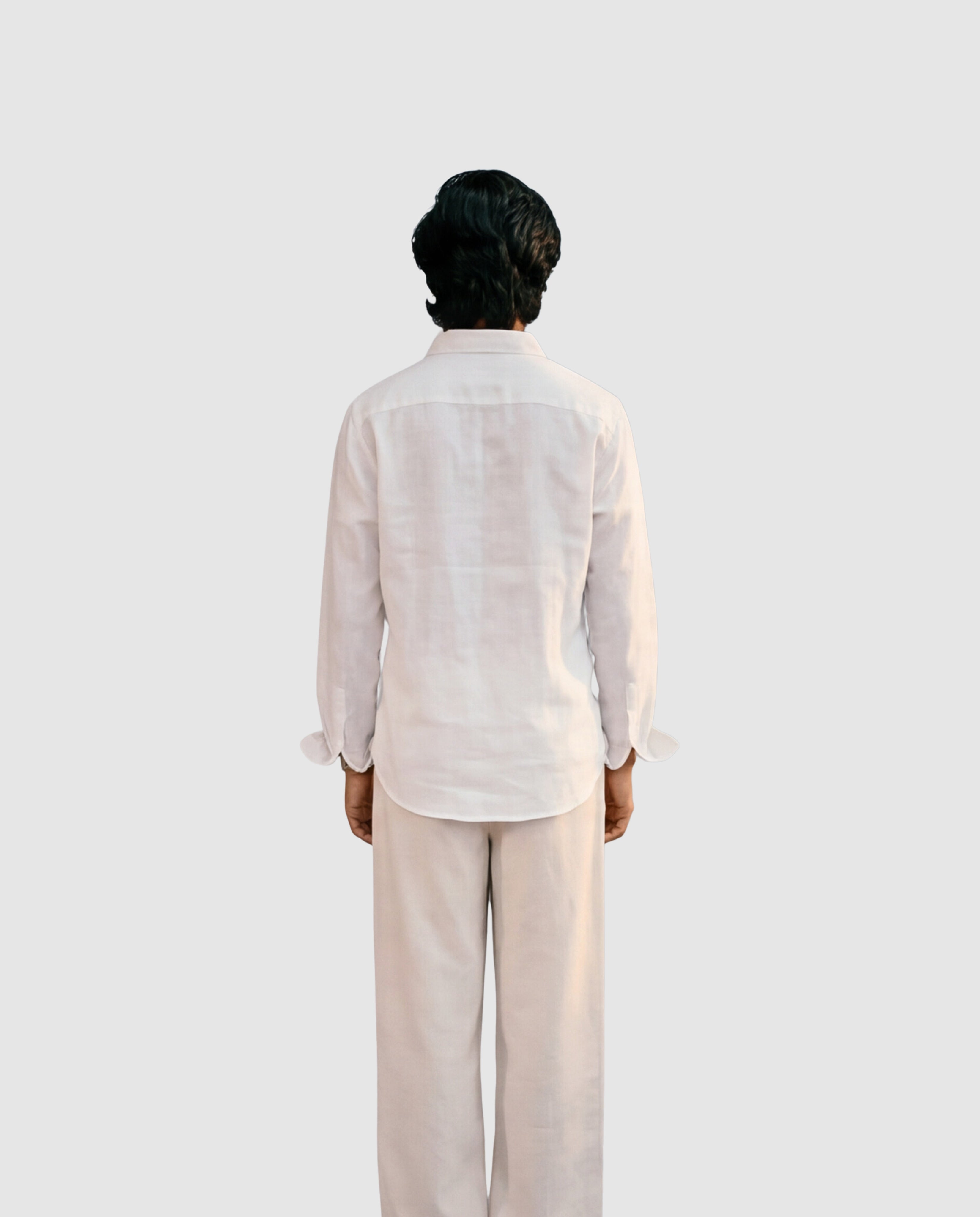 White Linen Shirt with European Collar