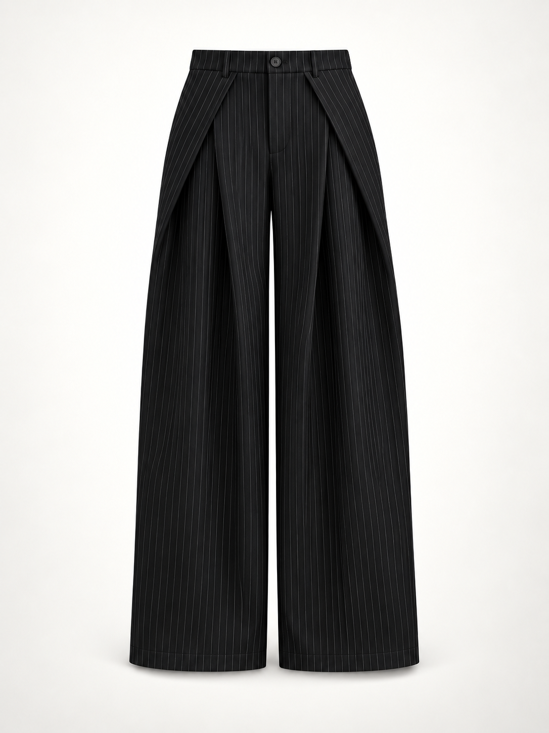 Unisex Prestige Pleated Pinstripe Pant - Striped Black