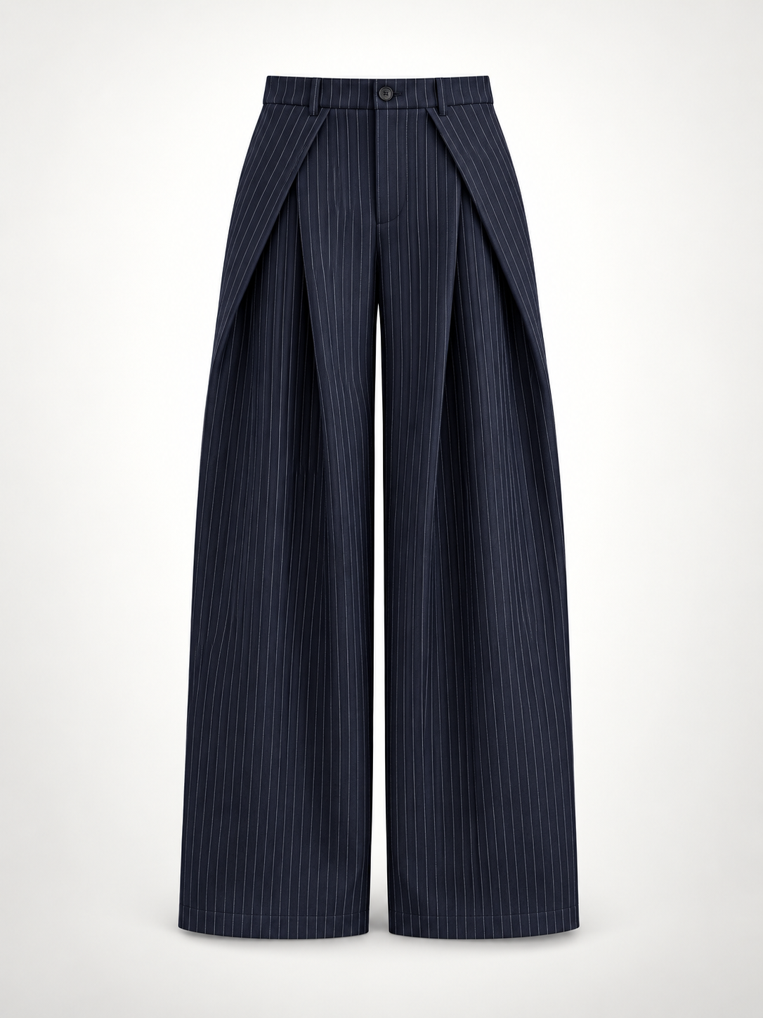 Unisex Prestige Pleated Pinstripe Pant - Striped Navy Blue