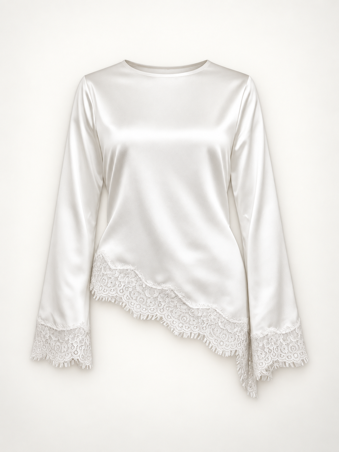 Women’s Satin Laced Top - White
