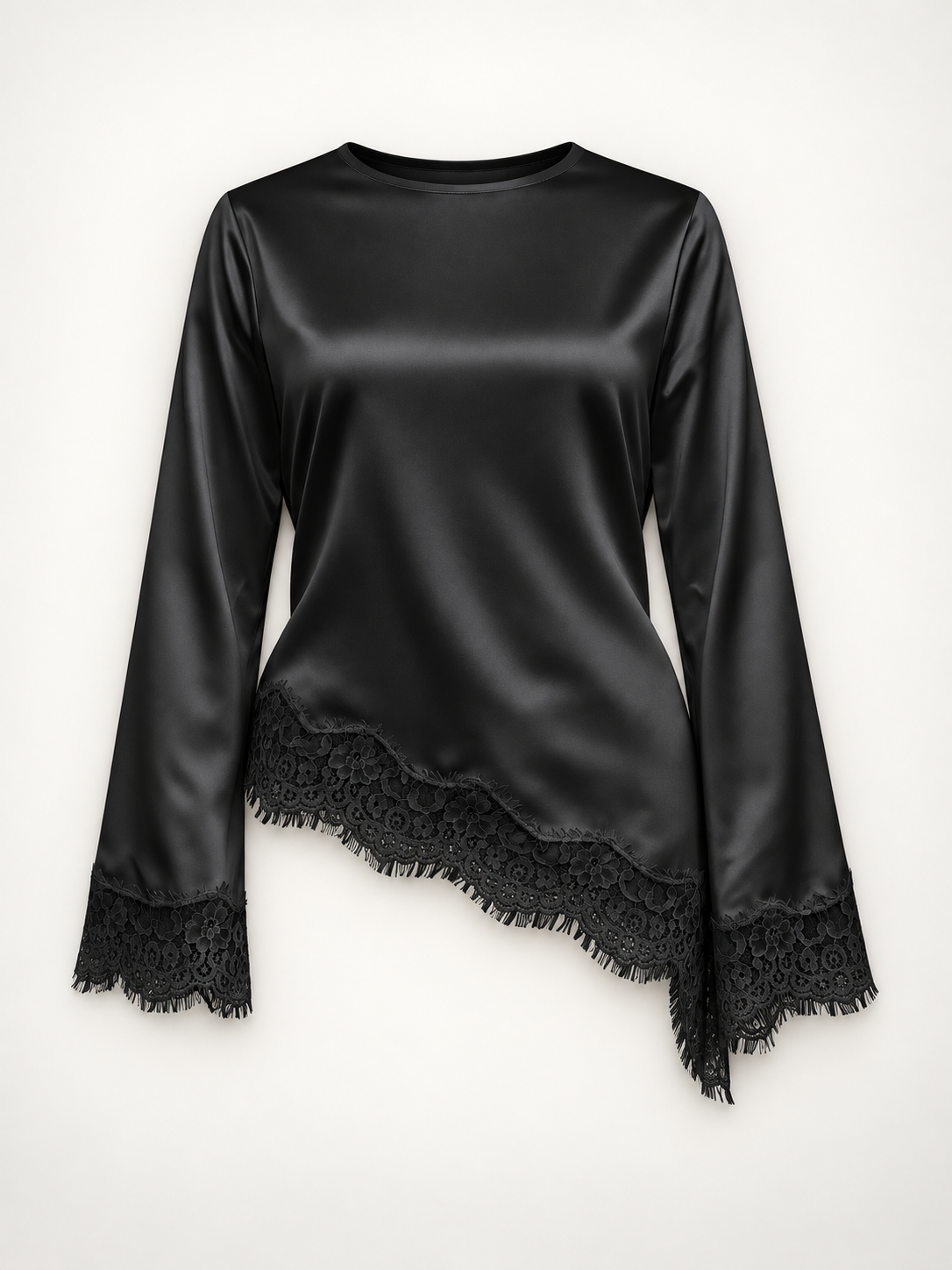 Women’s Satin Laced Top - Black