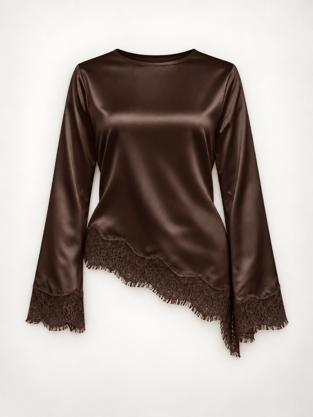 Women’s Satin Laced Top - Brown