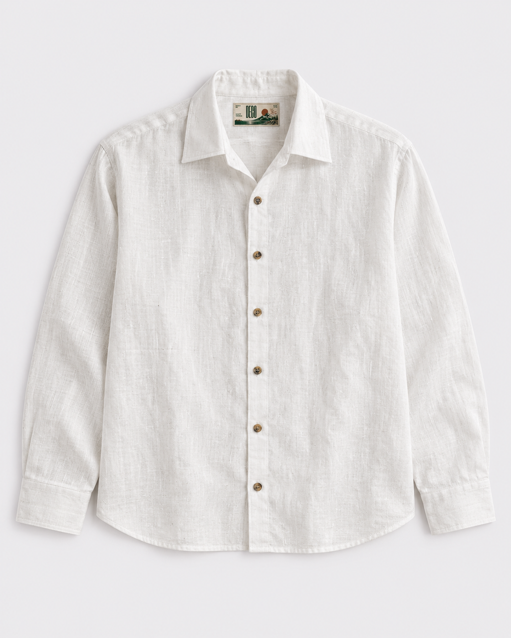 White Linen Shirt with European Collar