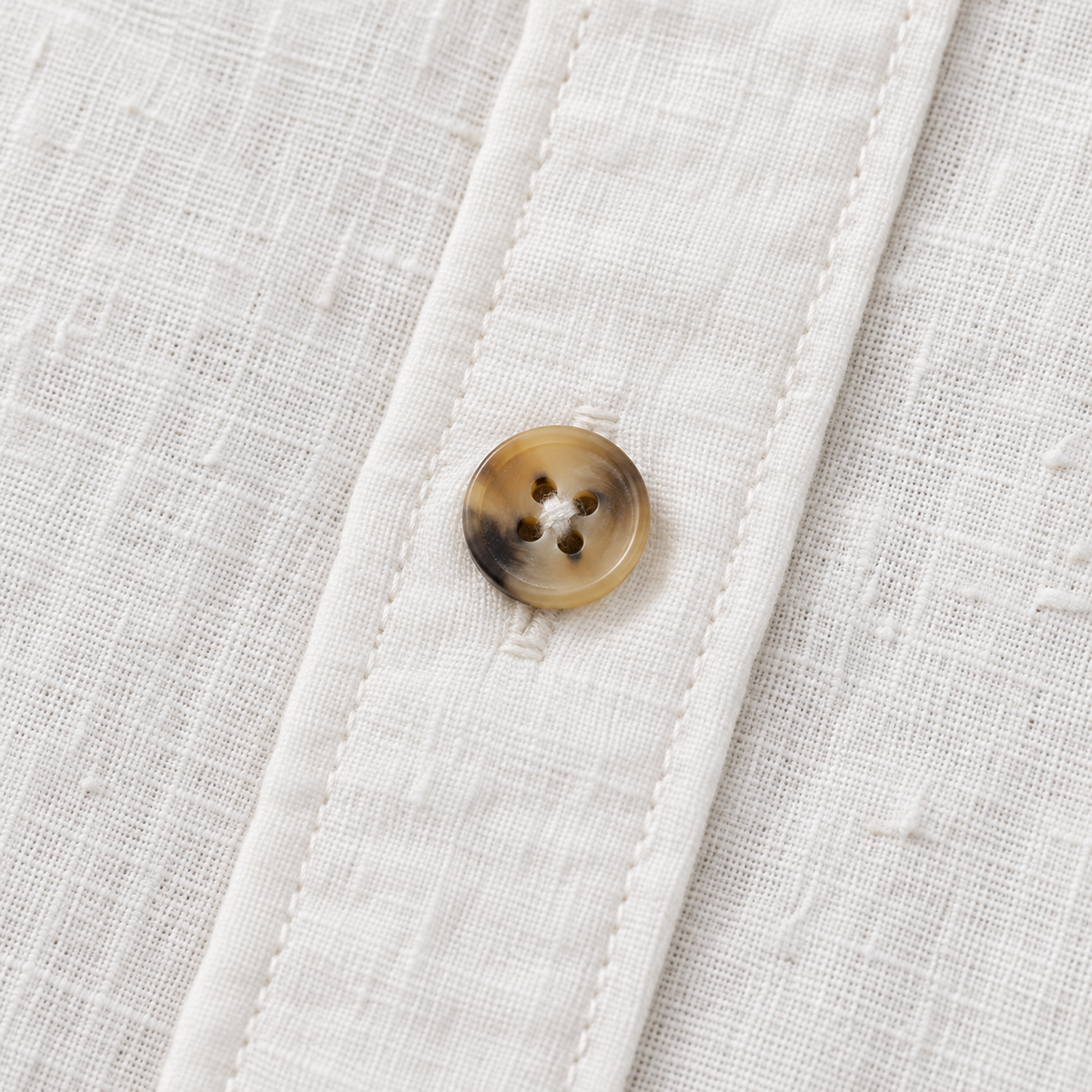 White Linen Shirt with European Collar