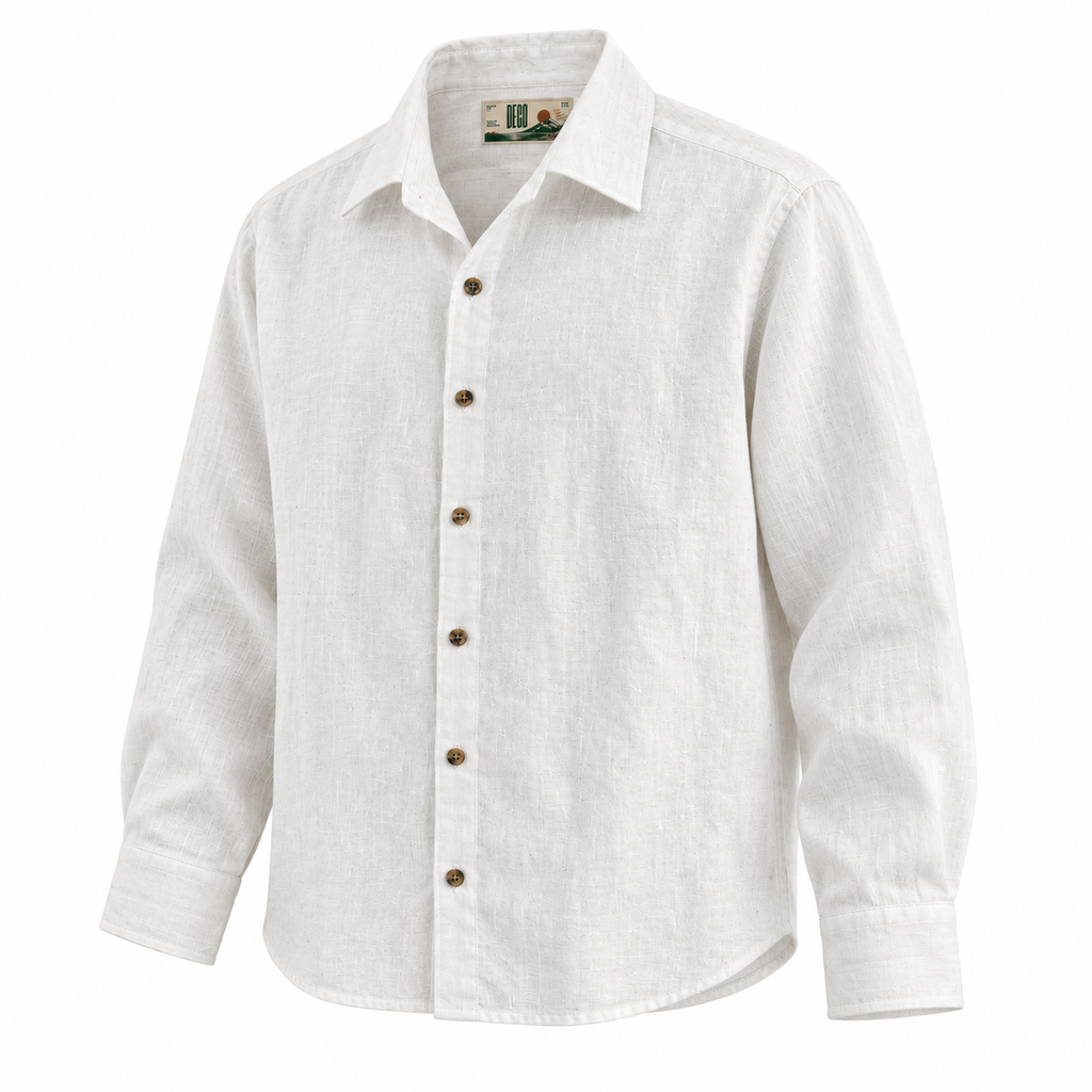 White Linen Shirt with European Collar