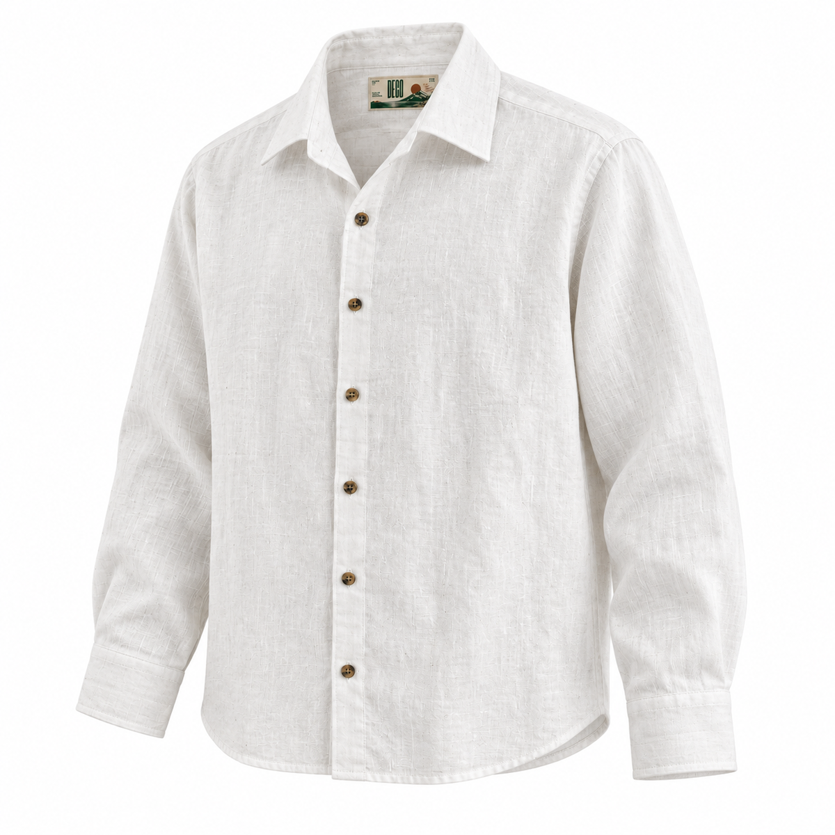 White Linen Shirt with European Collar