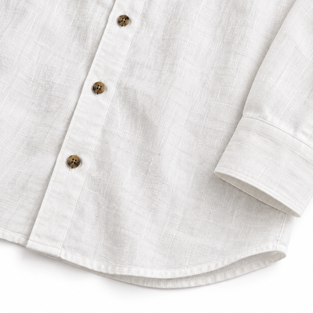 White Linen Shirt with European Collar