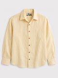 Butter Yellow Linen Shirt with European Collar