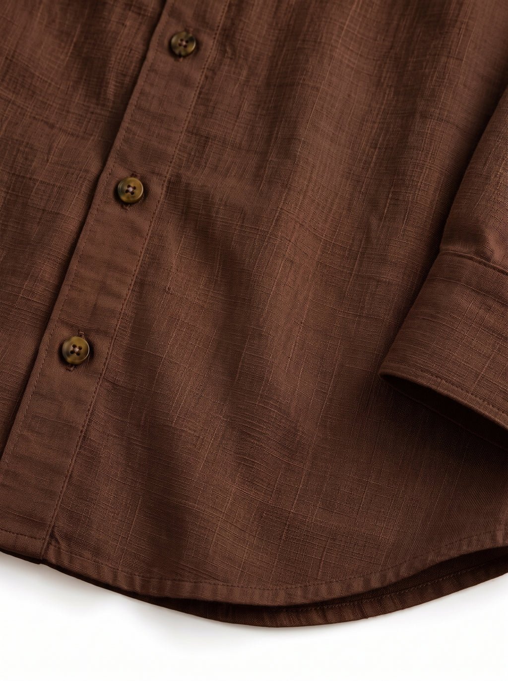 Brown Linen Shirt with European Collar