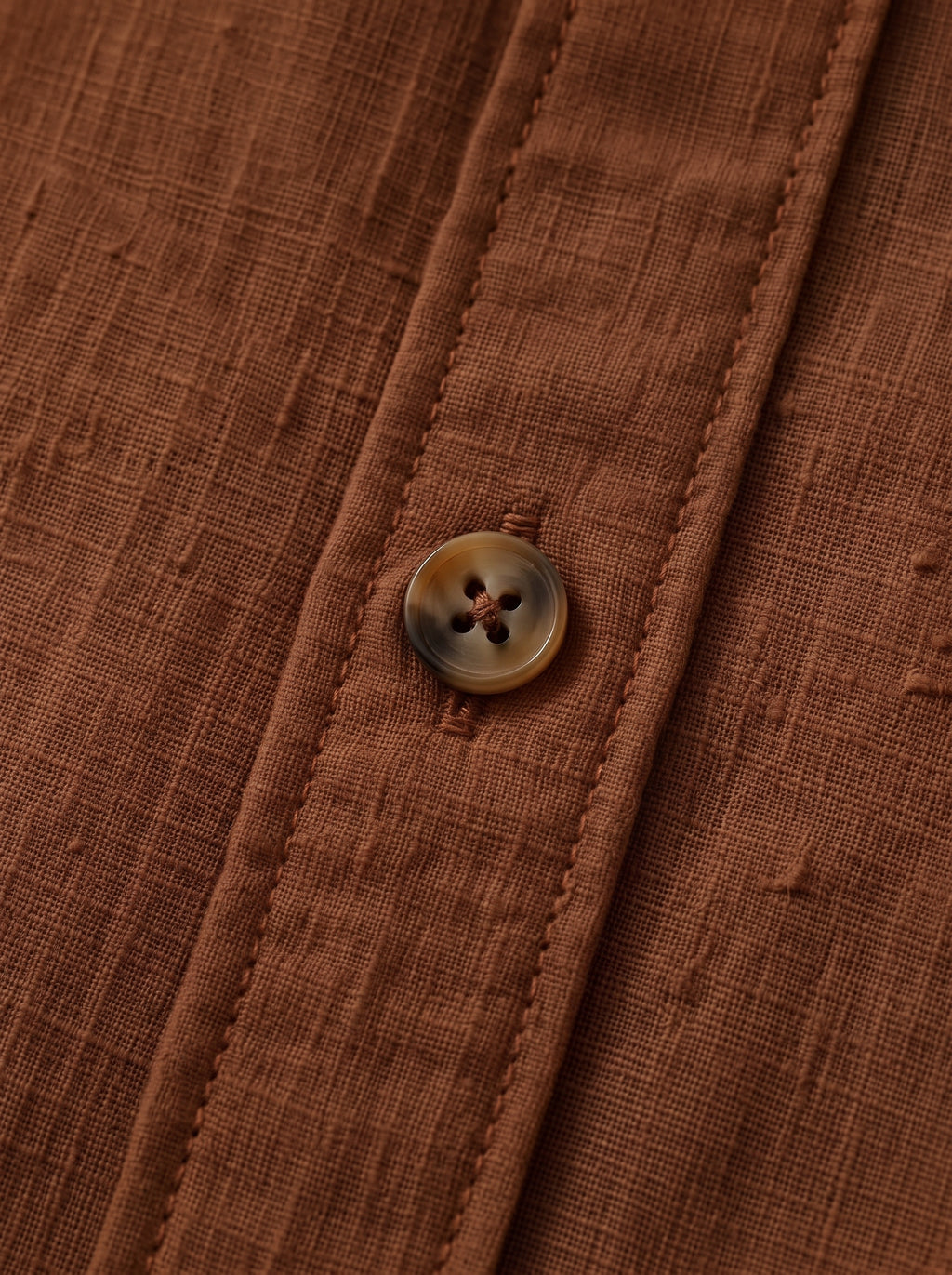 Brown Linen Shirt with European Collar