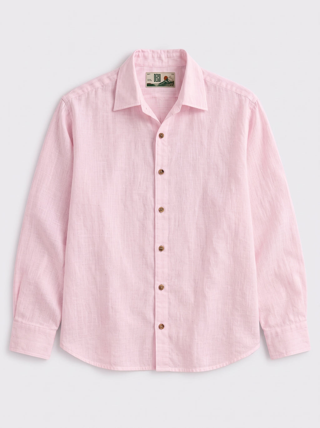 Light Pink Linen Shirt with European Collar