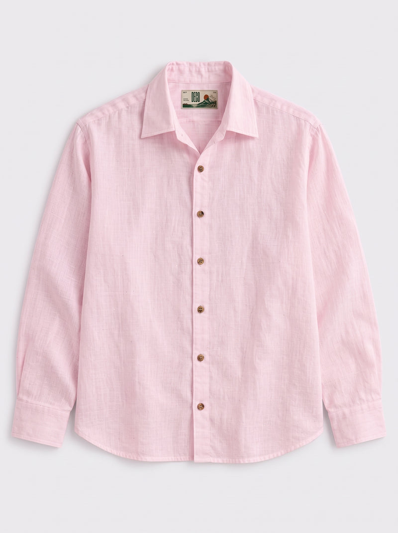 Light Pink Linen Shirt with European Collar