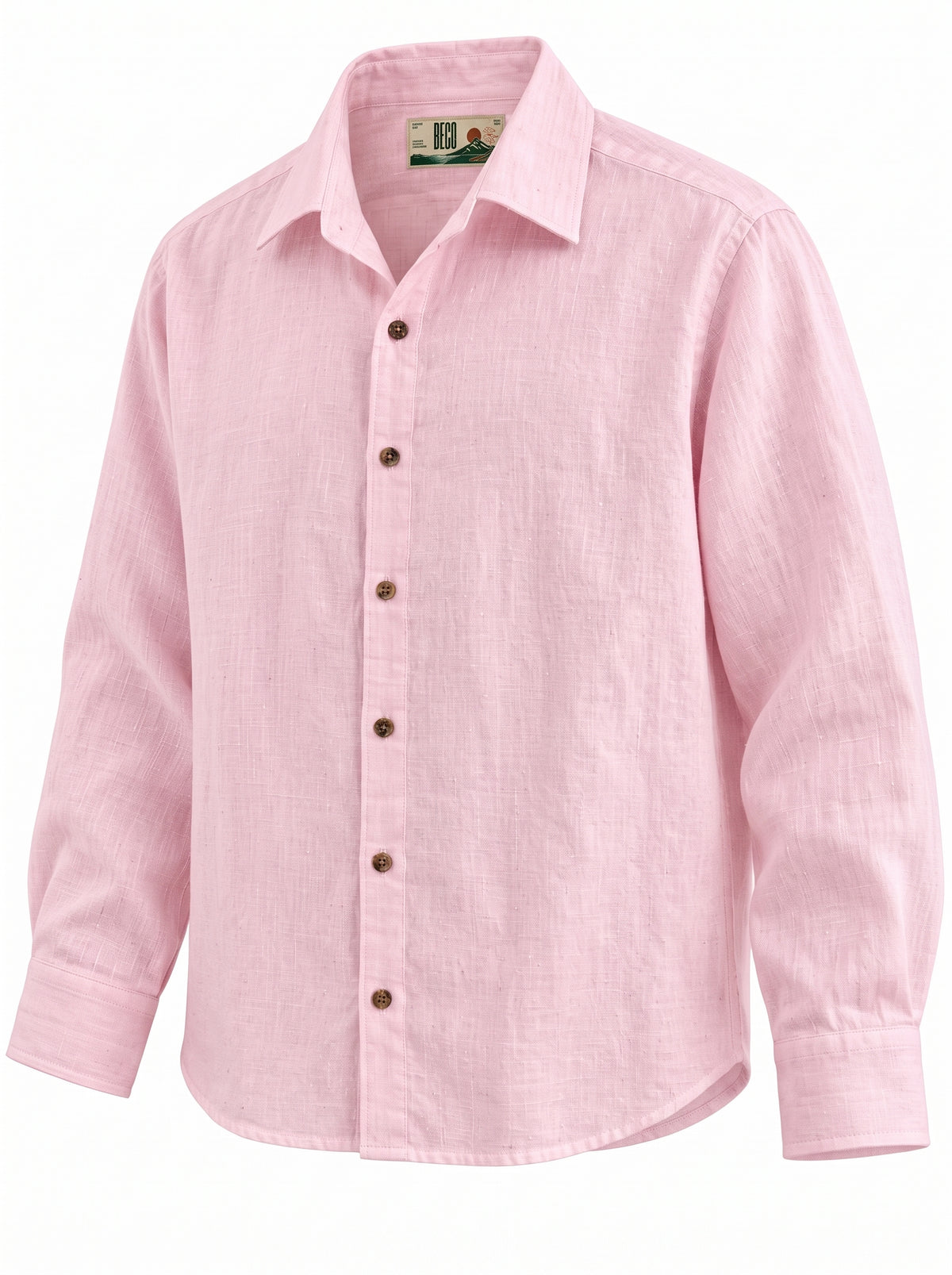 Light Pink Linen Shirt with European Collar