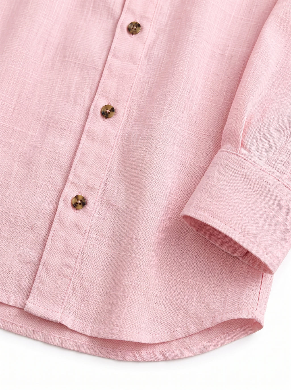 Light Pink Linen Shirt with European Collar