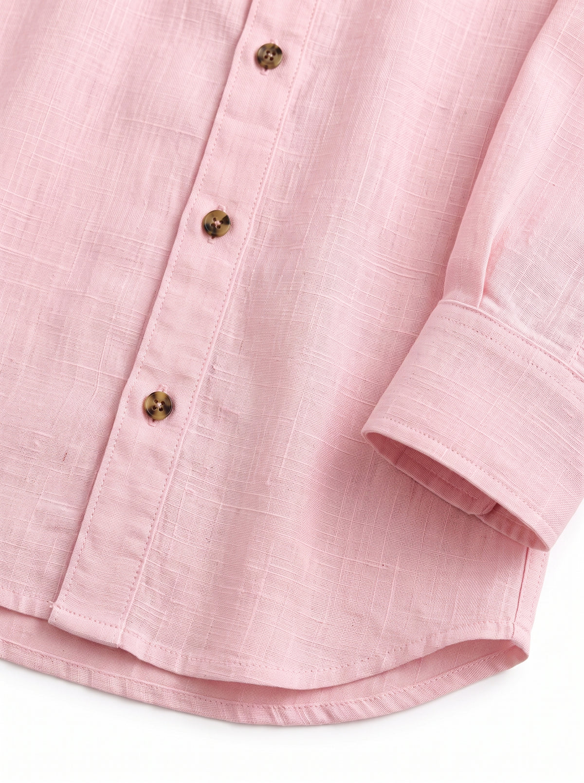 Light Pink Linen Shirt with European Collar