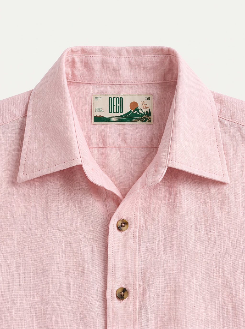 Light Pink Linen Shirt with European Collar
