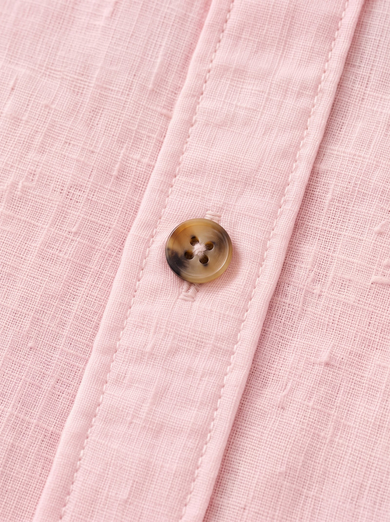 Light Pink Linen Shirt with European Collar