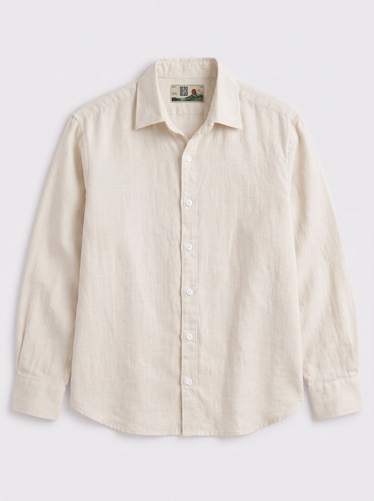 OffWhite Linen Shirt with European Collar