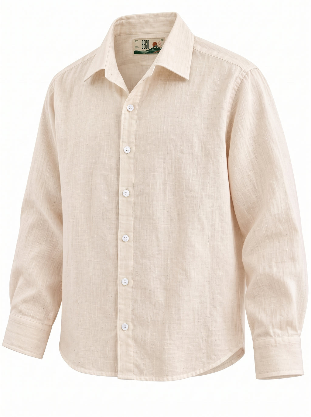 OffWhite Linen Shirt with European Collar