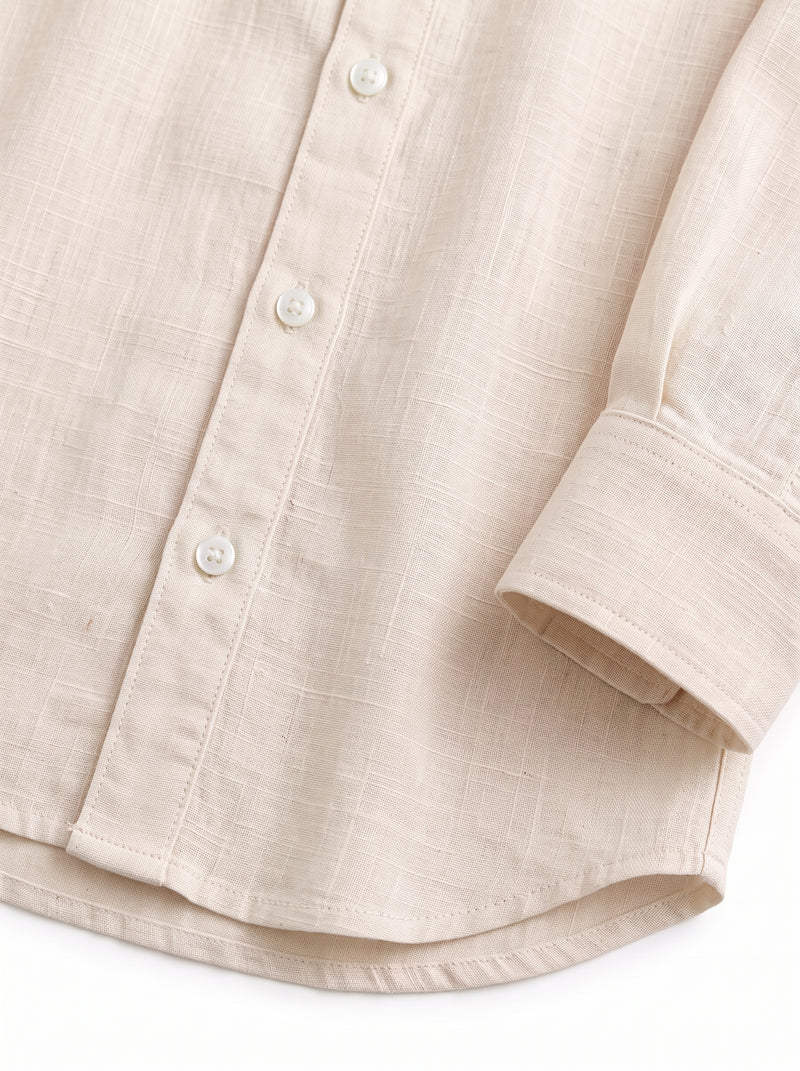 OffWhite Linen Shirt with European Collar