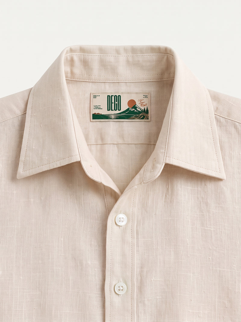 OffWhite Linen Shirt with European Collar